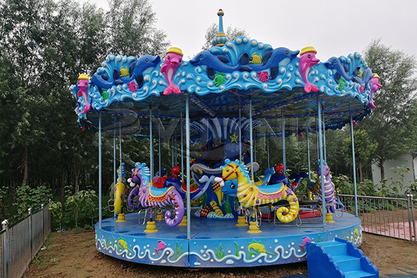 How Should an Amusement Park Merry Go Round Be Positioned to Become the Family Meeting Point?